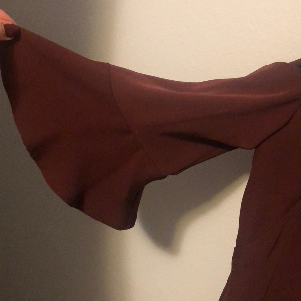 Wine Colored Ann Taylor Cold shoulder blouse - Picture 2 of 2